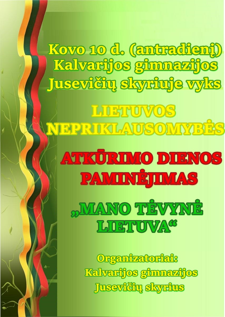 Lietuvos Nepriklausomybės atkūrimo dienos paminėjimas Jusevičių skyriuje